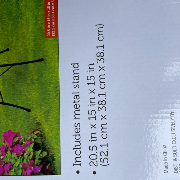 NIB Bright Colored Floral or Peacock Garden Glass Bird Bath w/ Stand - Picture 5 of 5